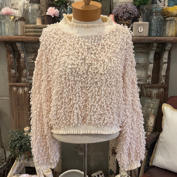 ZARA Fringed TASSEL Sweater Top | Textured Crochet Knit | Scalloped Detailing - Picture 1 of 10